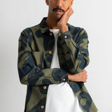 Folk | Folk Patch Overshirt - Olive Navy Cast Print