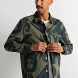 Folk | Folk Patch Overshirt - Olive Navy Cast Print