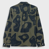 Folk | Folk Patch Overshirt - Olive Navy Cast Print