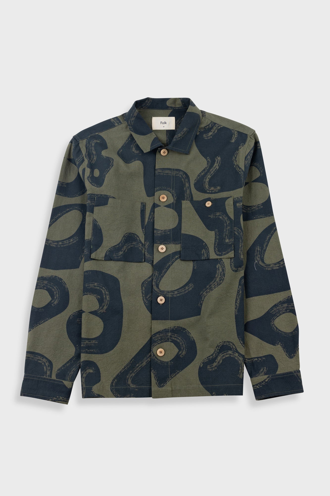 Folk | Folk Patch Overshirt - Olive Navy Cast Print