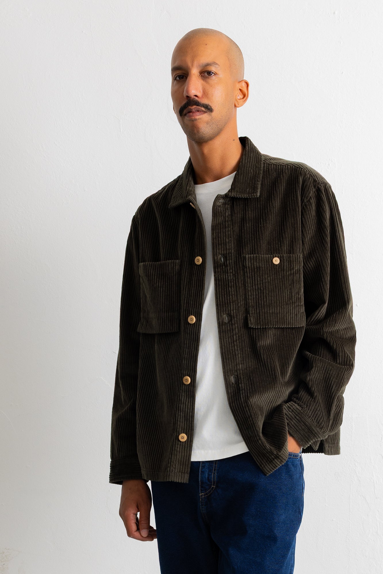 Folk | Folk Patch Overshirt - Deep Sage Chunky Cord