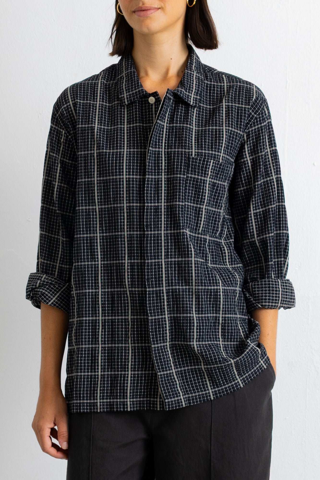 Folk | Folk Patch Shirt - Black Windowpane Check