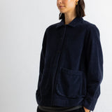 Pleated Shirt - Blue Black Chunky Cord