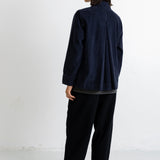 Pleated Shirt - Blue Black Chunky Cord