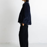 Pleated Shirt - Blue Black Chunky Cord