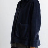 Pleated Shirt - Blue Black Chunky Cord