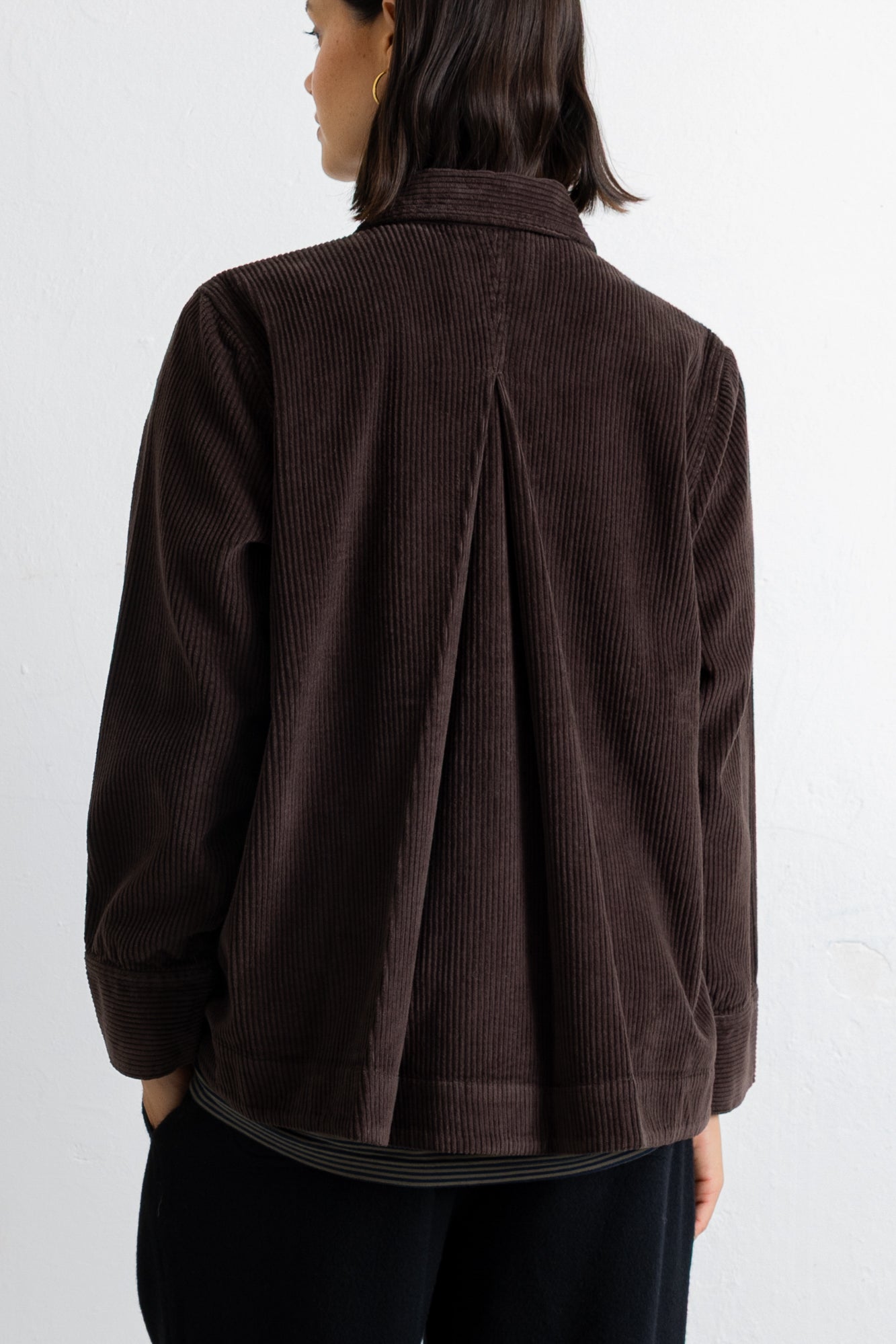 Folk | Folk Pleated Shirt - Chocolate Chunky Cord