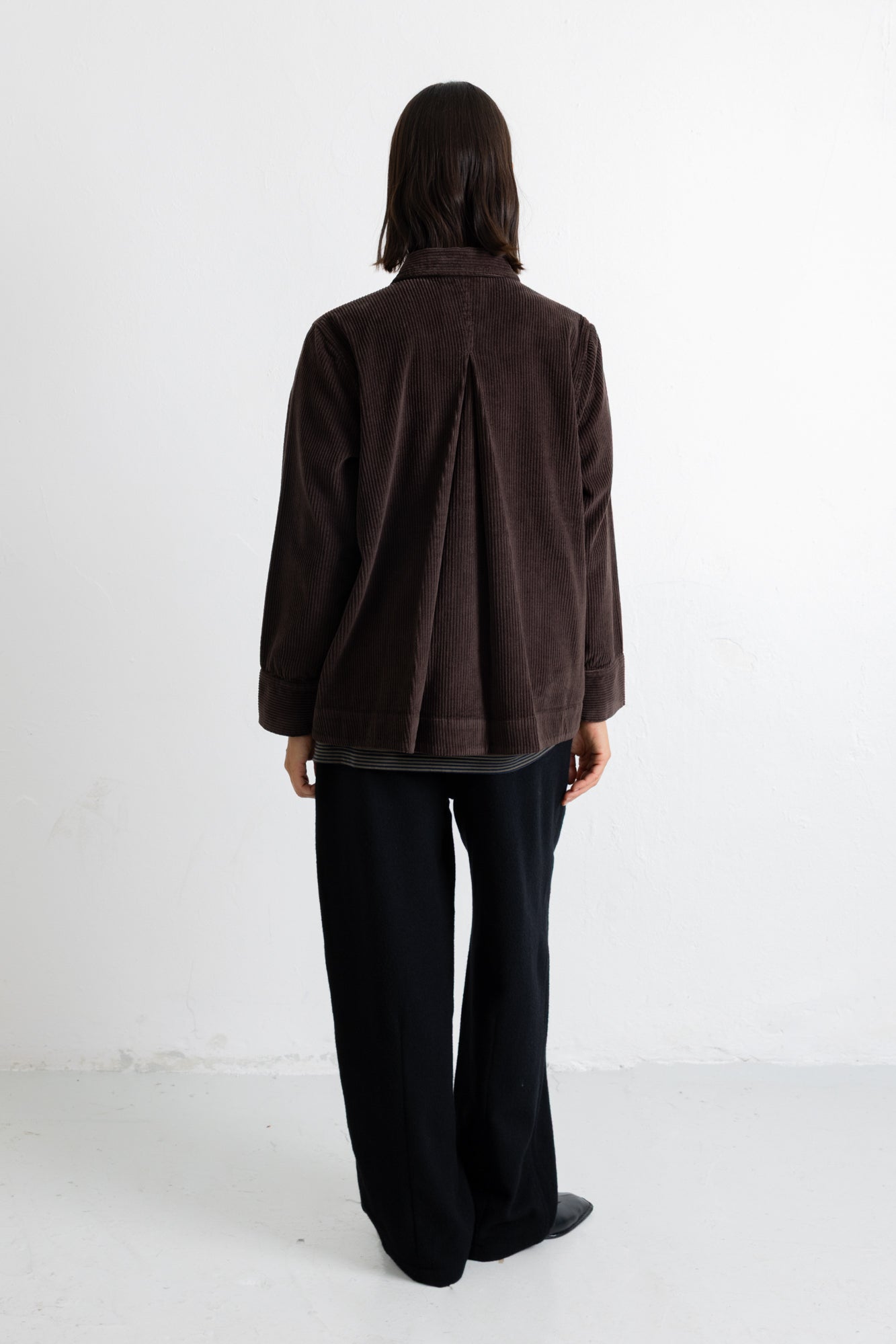 Folk | Folk Pleated Shirt - Chocolate Chunky Cord