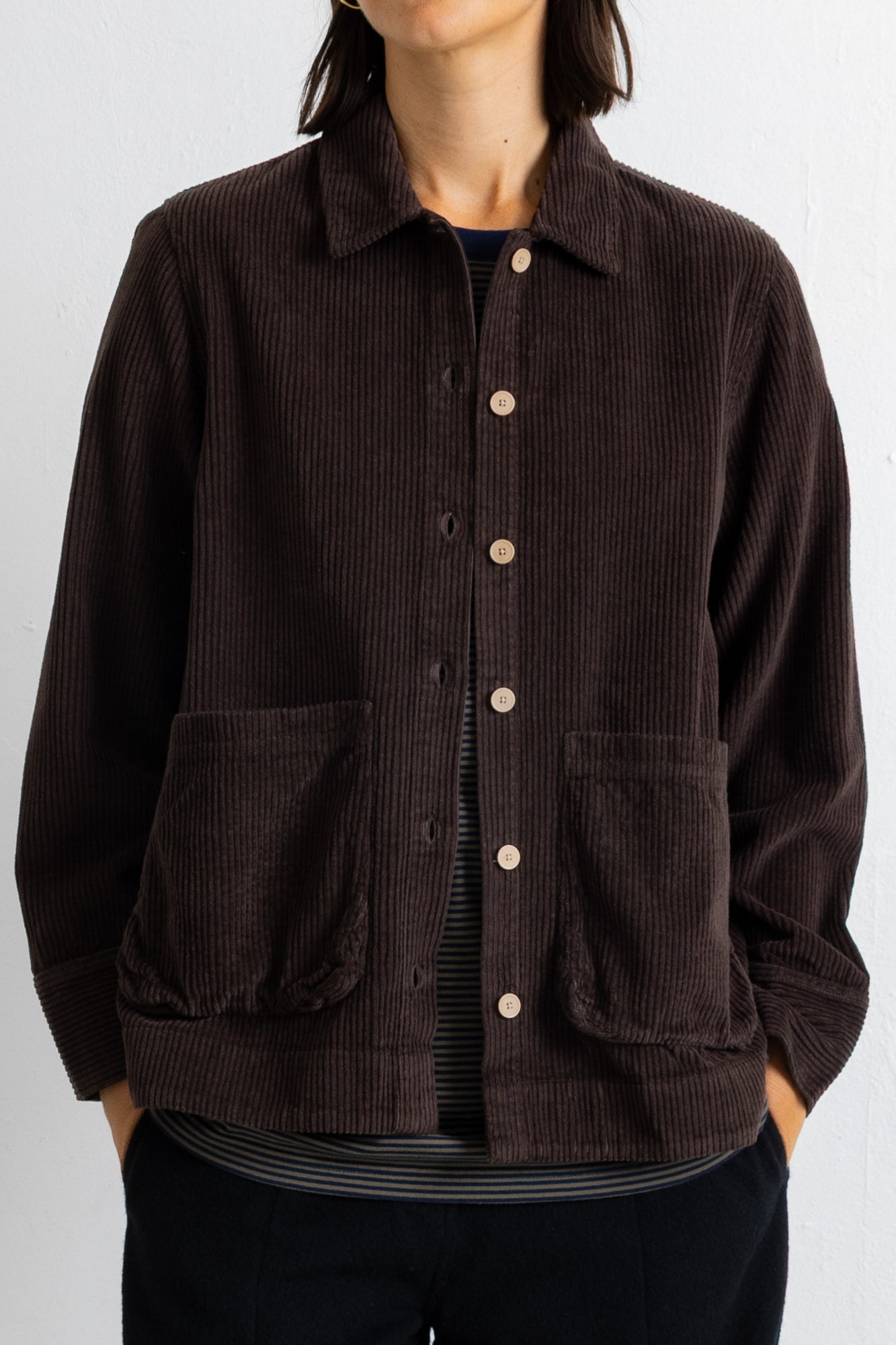 Folk | Folk Pleated Shirt - Chocolate Chunky Cord