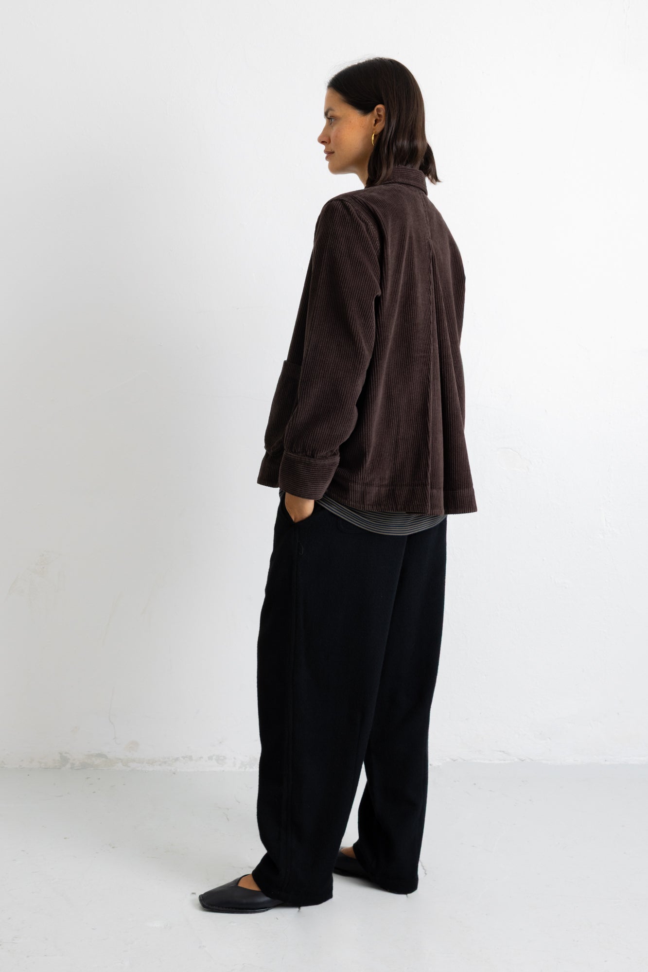 Folk | Folk Pleated Shirt - Chocolate Chunky Cord