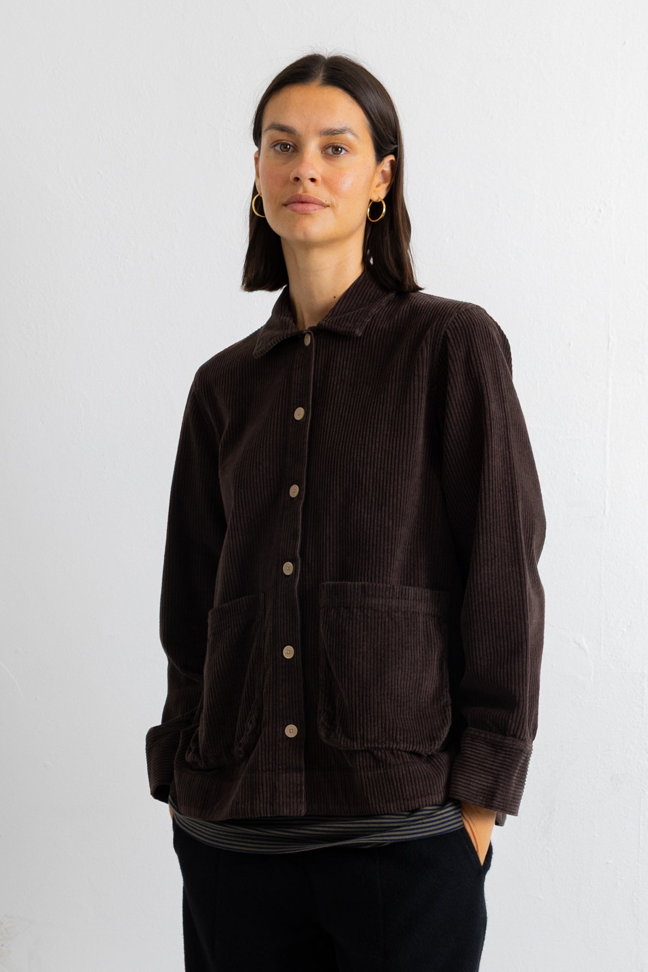 Pleated Shirt - Chocolate Chunky Cord