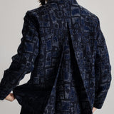 Pleated Shirt - Deep Indigo Jacquard