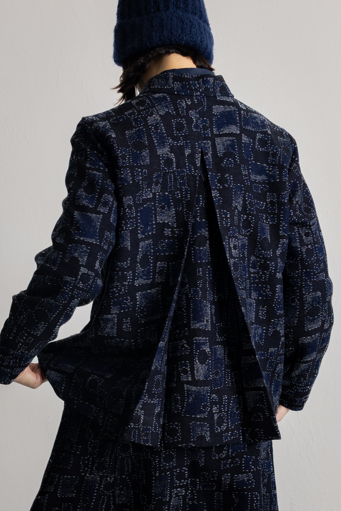 Pleated Shirt - Deep Indigo Jacquard
