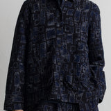 Pleated Shirt - Deep Indigo Jacquard