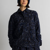 Pleated Shirt - Deep Indigo Jacquard