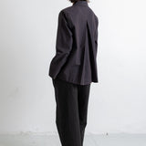 Pleated Shirt - Deep Navy Chestnut Seersucker