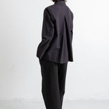 Pleated Shirt - Deep Navy Chestnut Seersucker