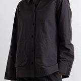 Pleated Shirt - Deep Navy Chestnut Seersucker