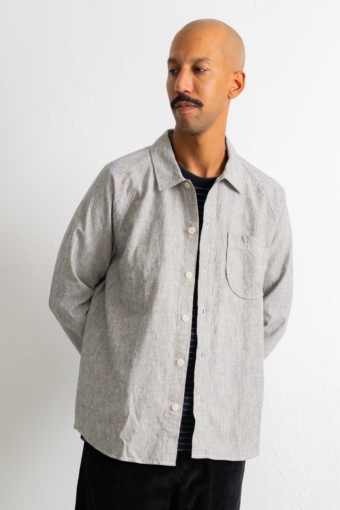 Raglan Shirt - Black Microstripe