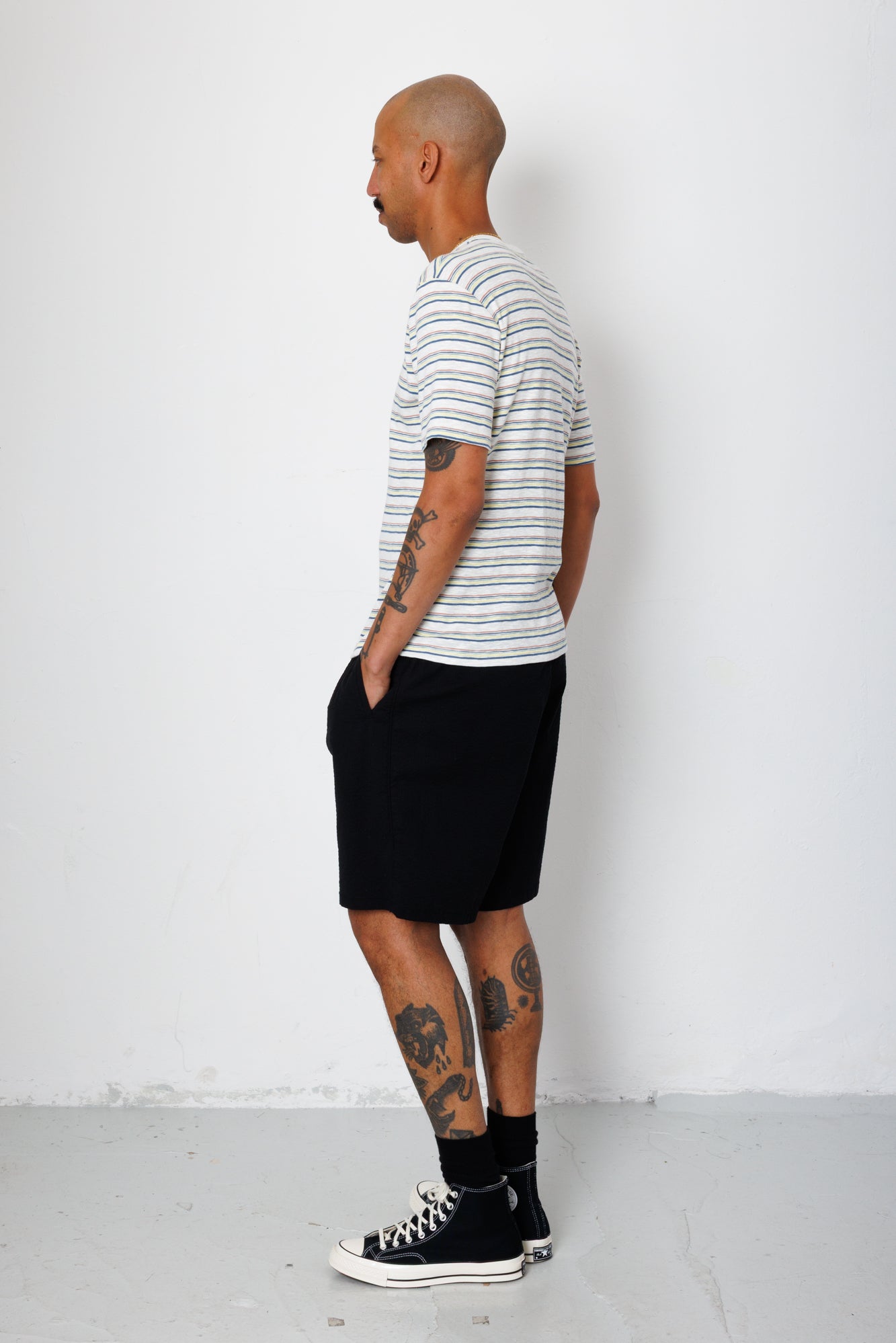 Folk | Folk Relaxed Assembly Short - Black Seersucker
