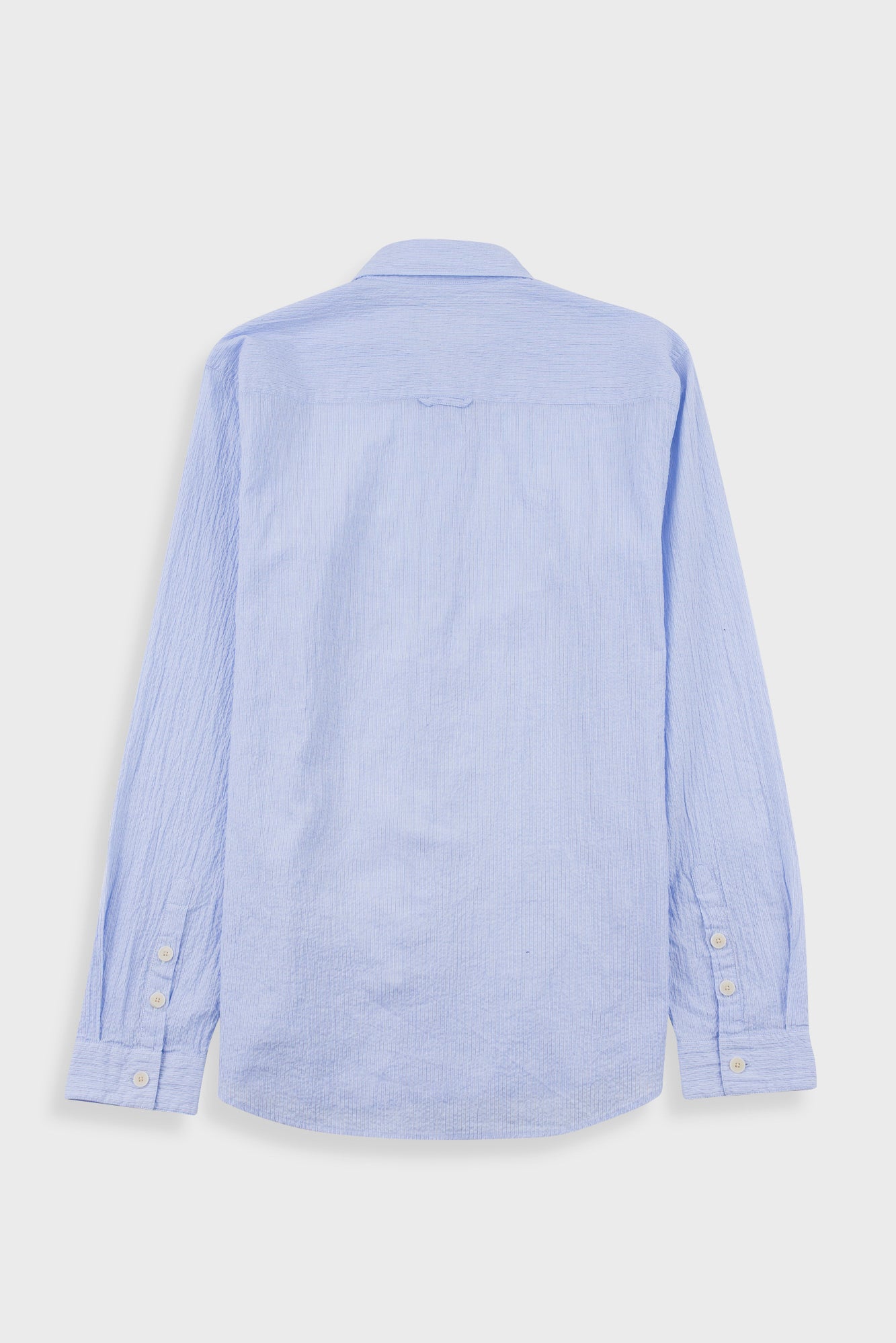 Light blue striped shirt on a white background