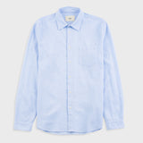 Light blue shirt on a light gray background