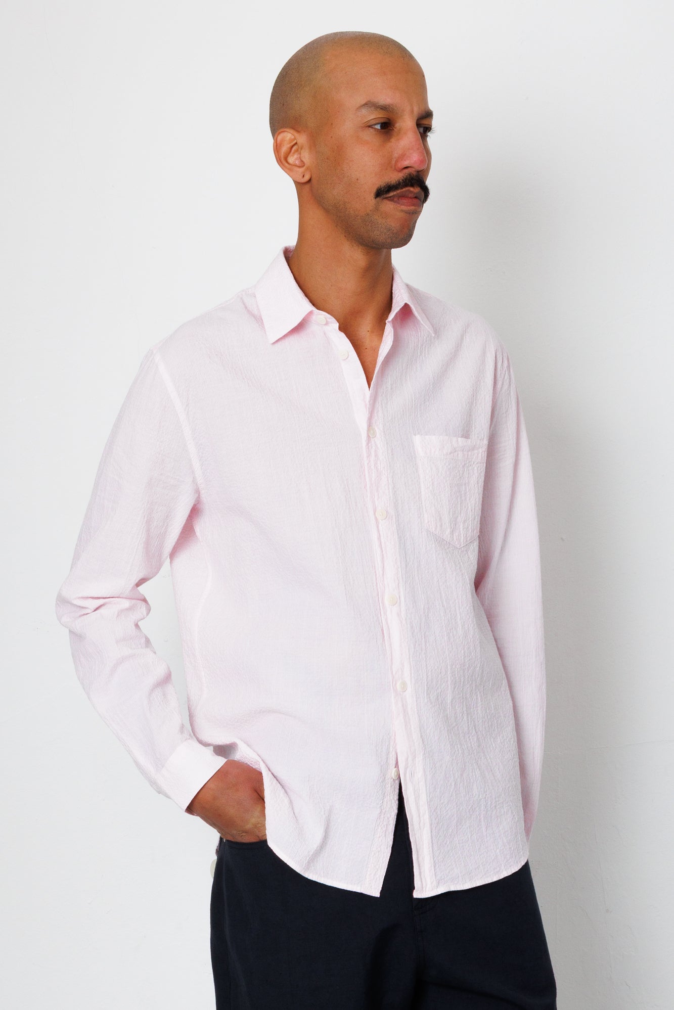 Folk | Folk Relaxed Fit Shirt - Pink Fine Stripe