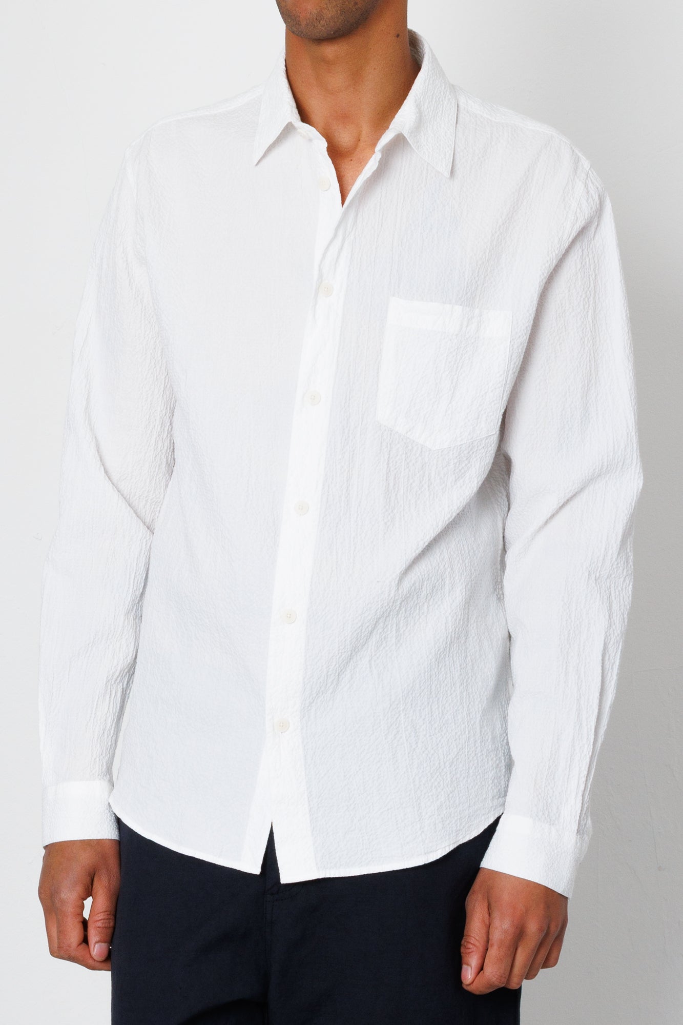 Folk | Folk Relaxed Fit Shirt - White Bubble Seersucker