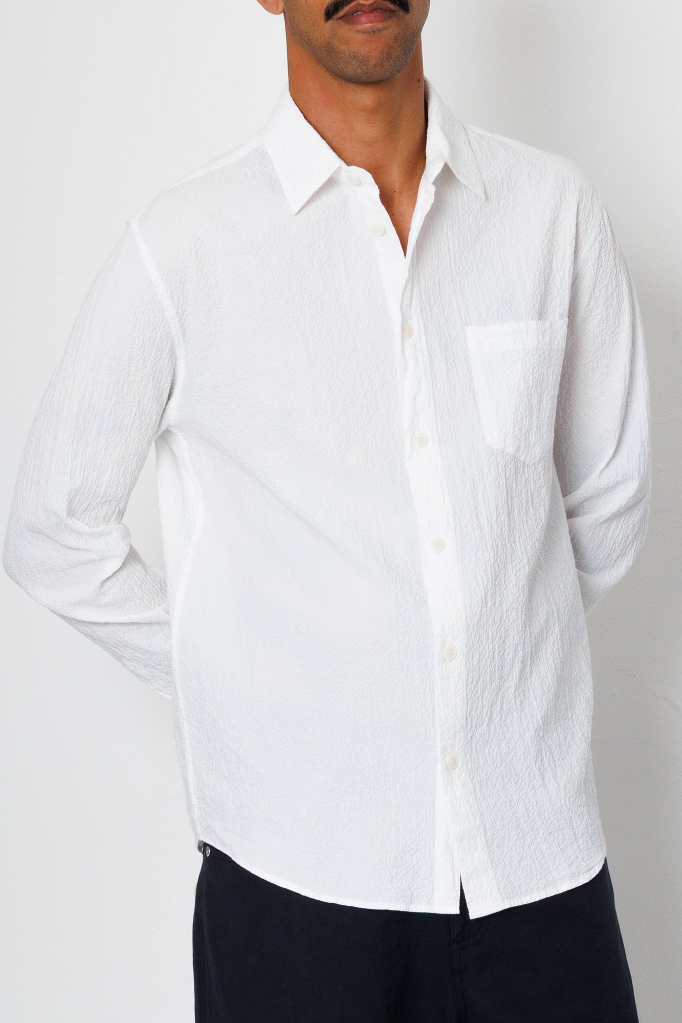 Folk | Folk Relaxed Fit Shirt - White Bubble Seersucker