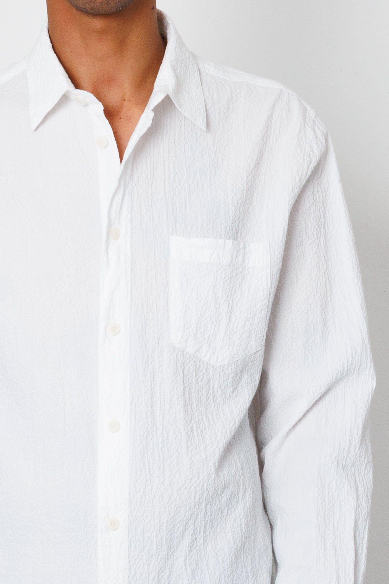 Folk | Folk Relaxed Fit Shirt - White Bubble Seersucker