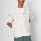 Folk | Folk x END. Clothing | Relaxed Soft Collar Shirt - Ecru Embroidery 