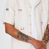 Folk | Folk x END. Clothing | Relaxed Soft Collar Shirt - Ecru Embroidery 