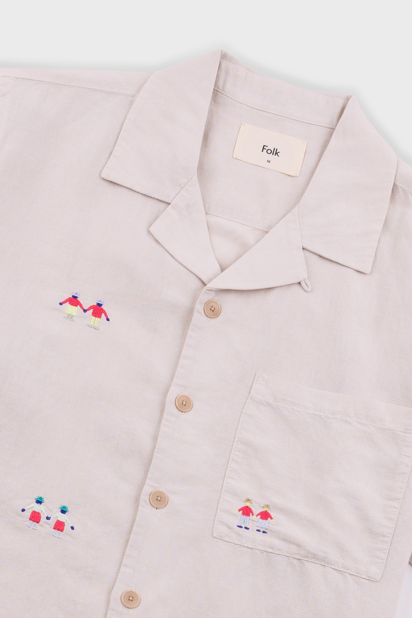 Folk | Folk x END. Clothing | Relaxed Soft Collar Shirt - Ecru Embroidery 