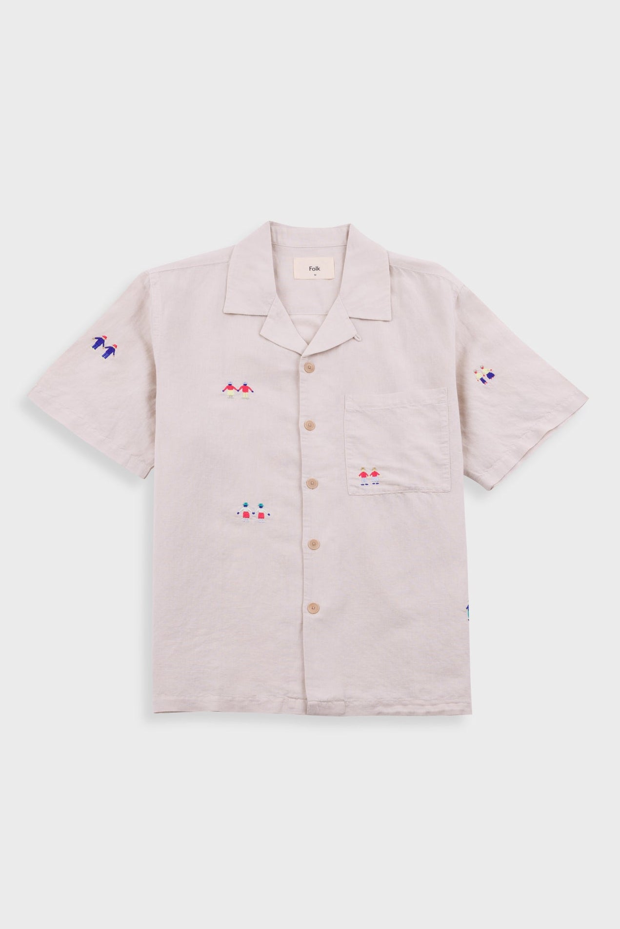 Folk | Folk x END. Clothing | Relaxed Soft Collar Shirt - Ecru Embroidery 