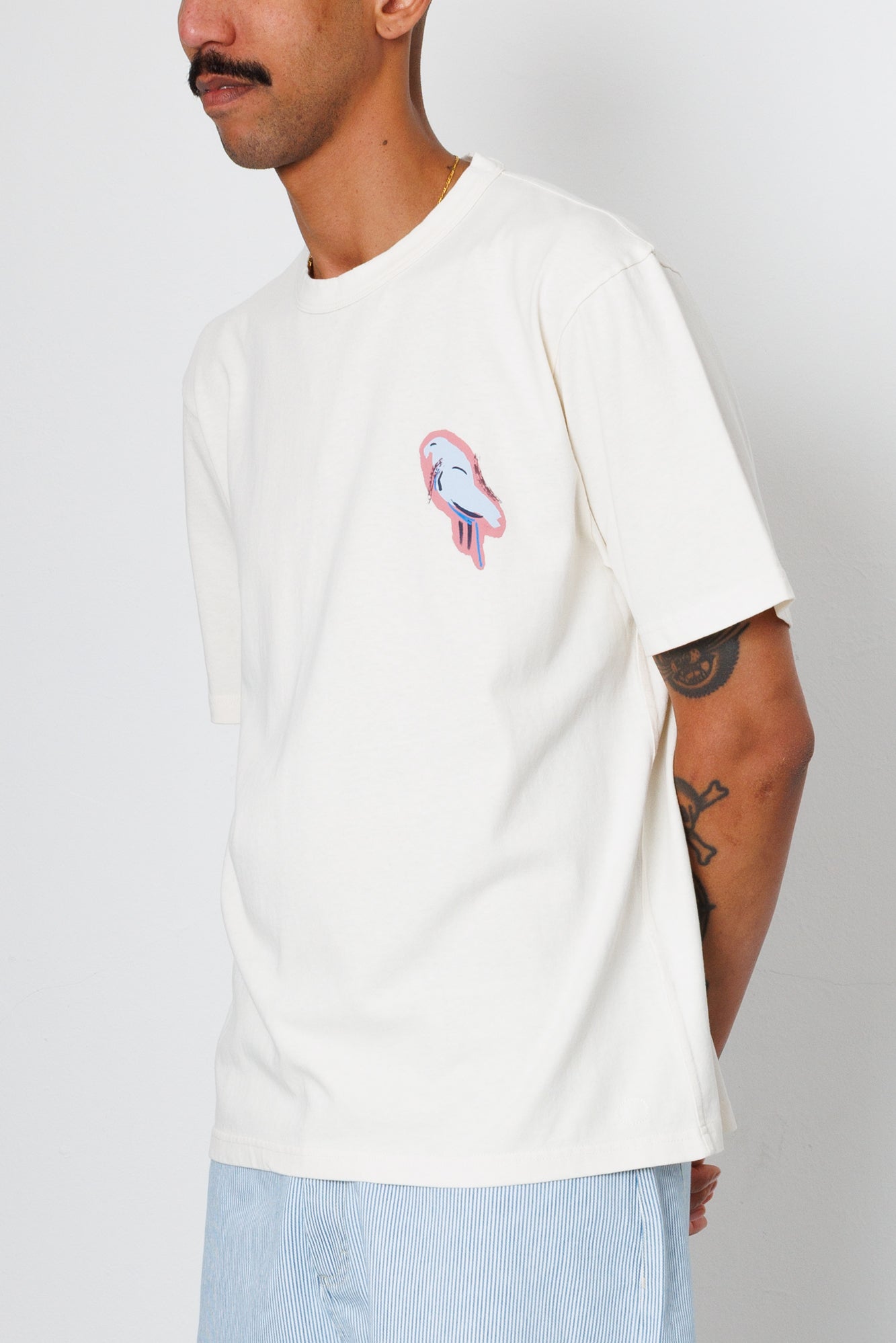 Folk | Folk Relaxed T-Shirt - Ecru Parrot Print | Folk x Goss Brothers