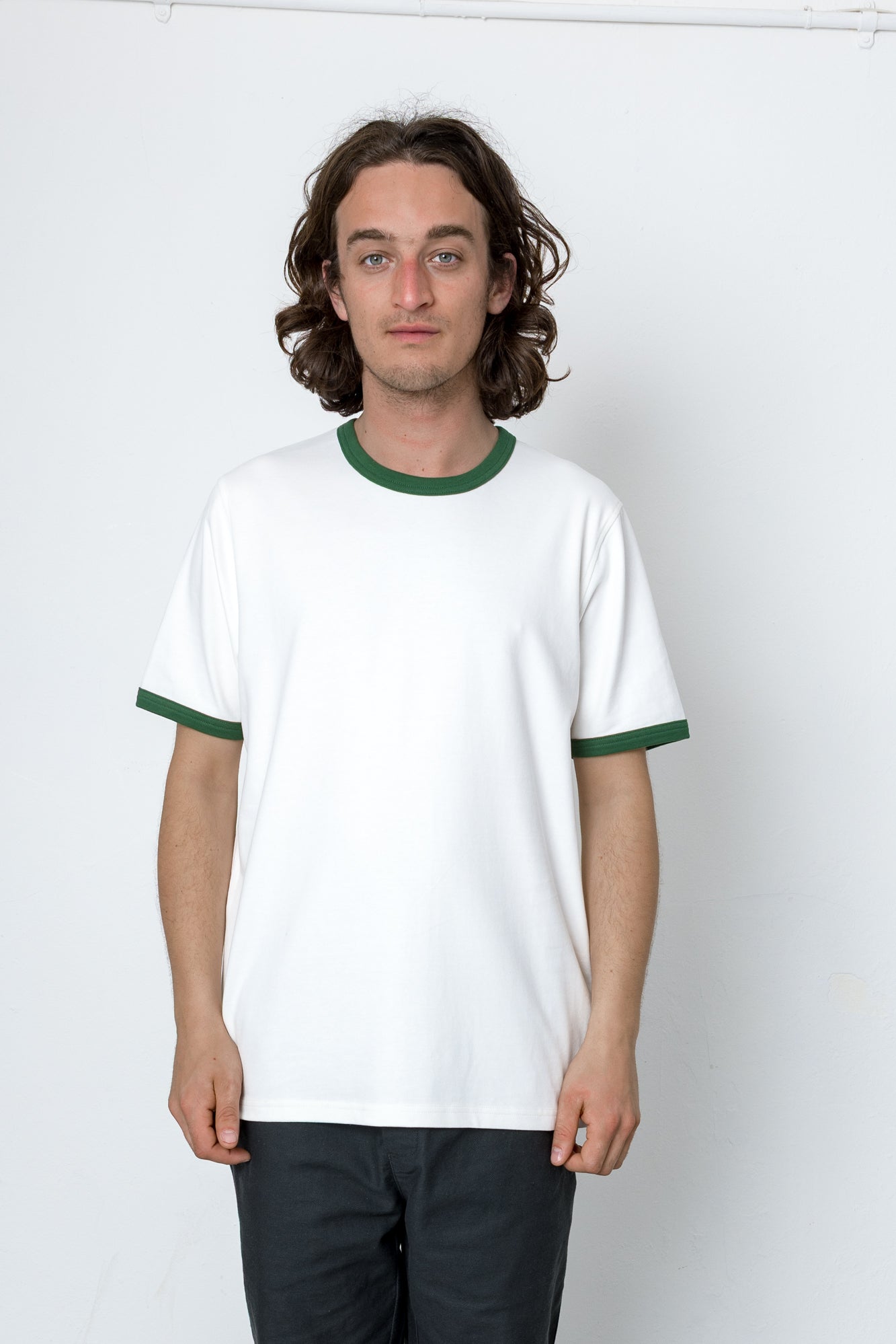 Folk | Folk Ringer T-Shirt - Ecru / Green