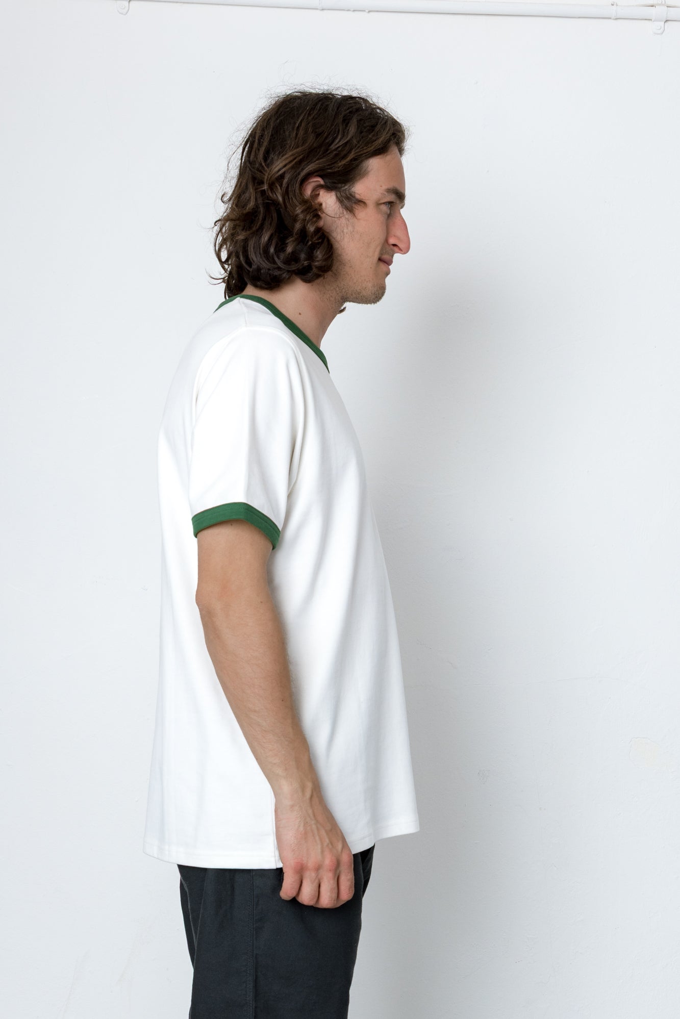 Folk | Folk Ringer T-Shirt - Ecru / Green