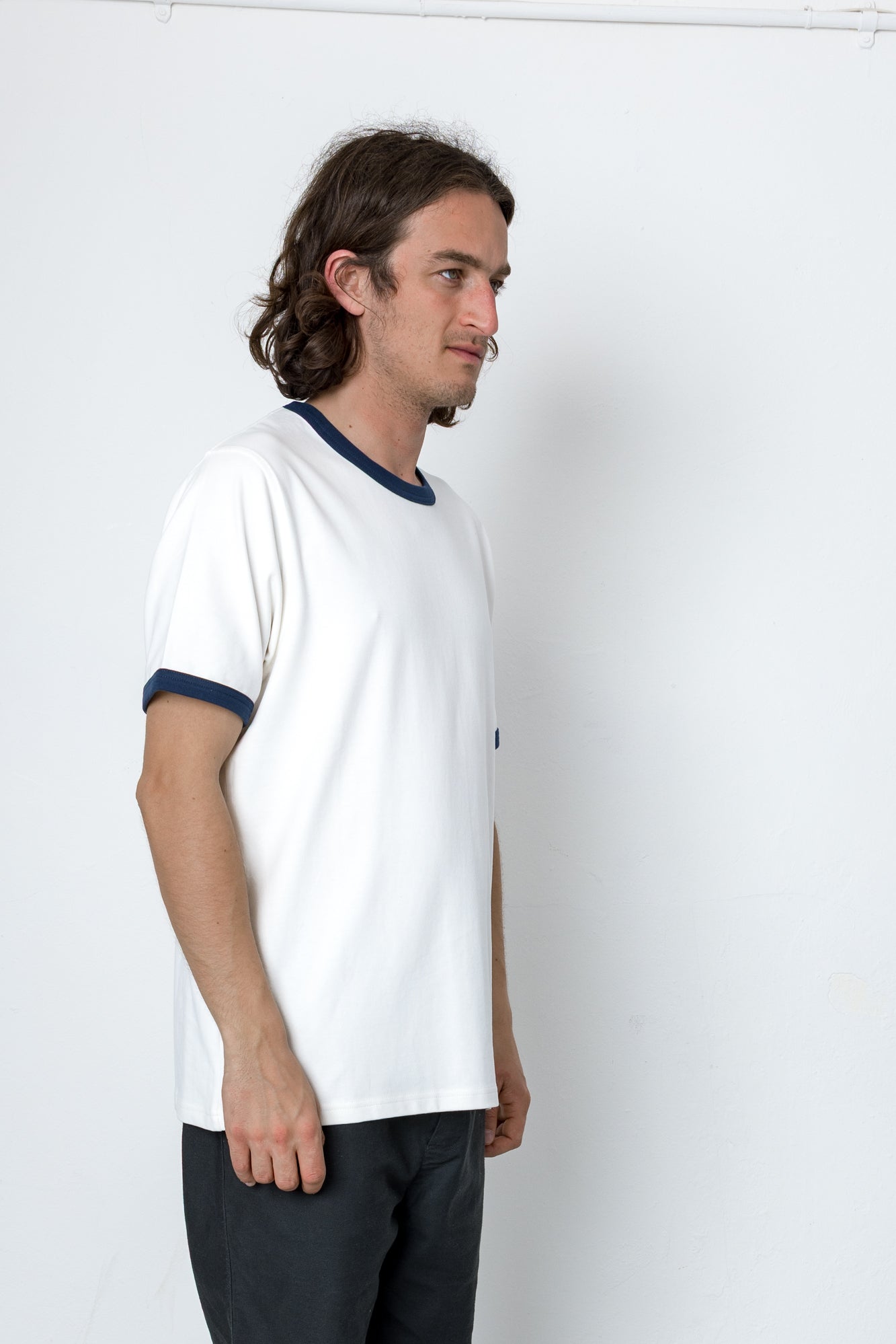Folk | Folk Ringer T-Shirt - Ecru / Navy