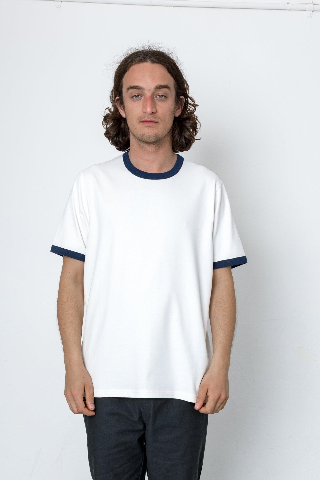 Folk | Folk Ringer T-Shirt - Ecru / Navy