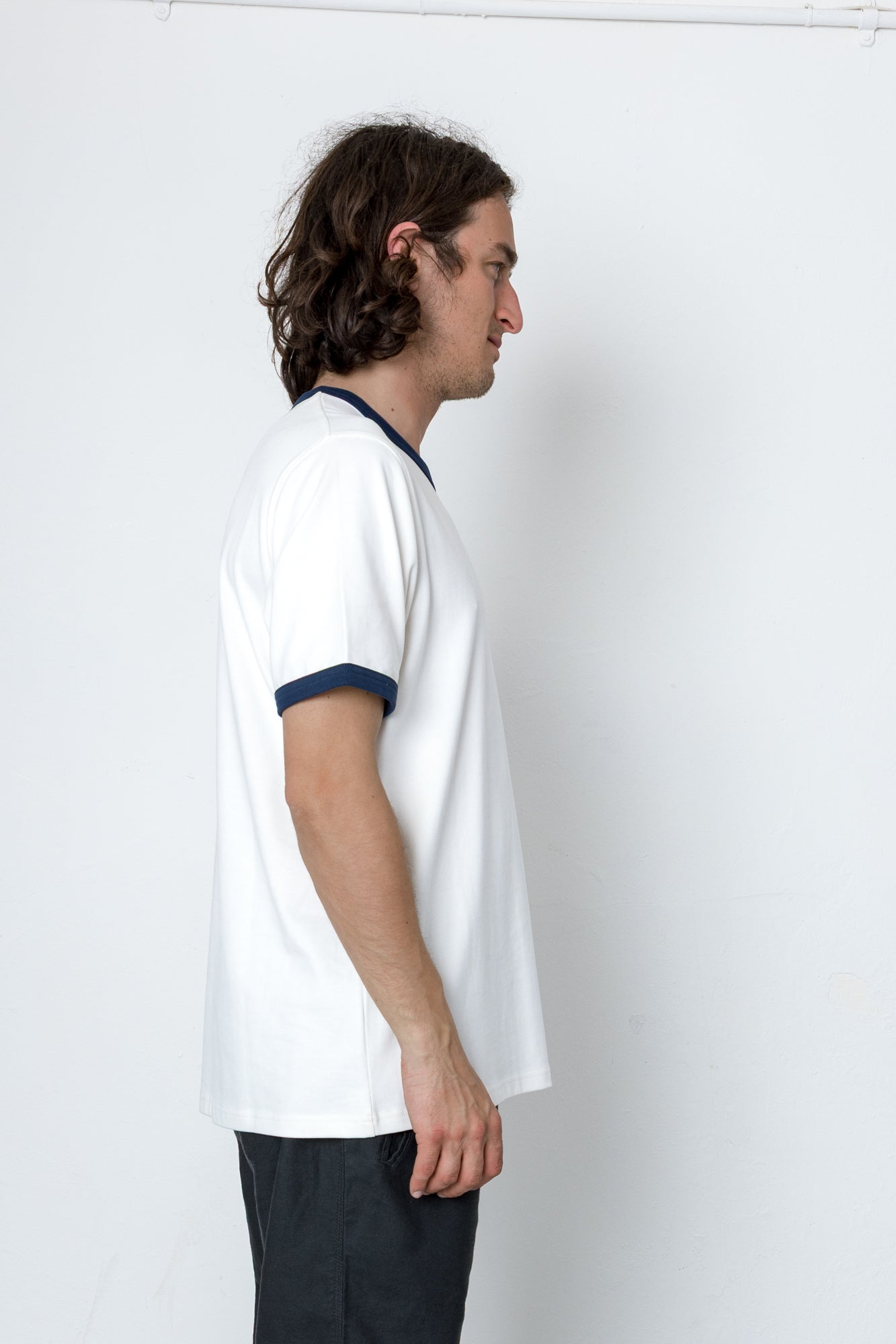 Folk | Folk Ringer T-Shirt - Ecru / Navy