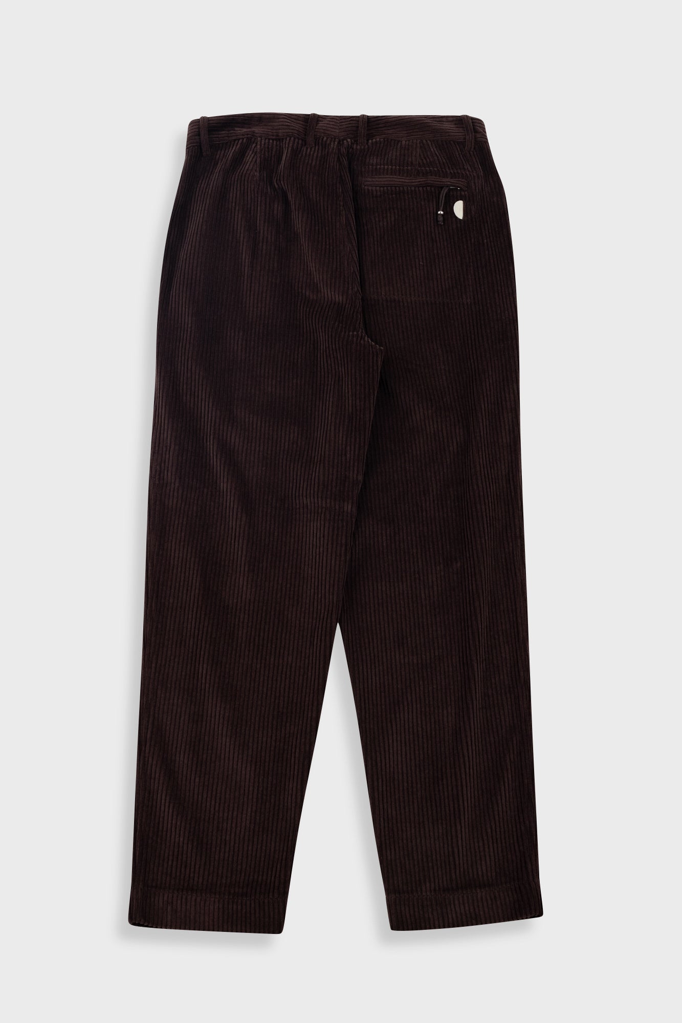 Brown corduroy pants on a white background