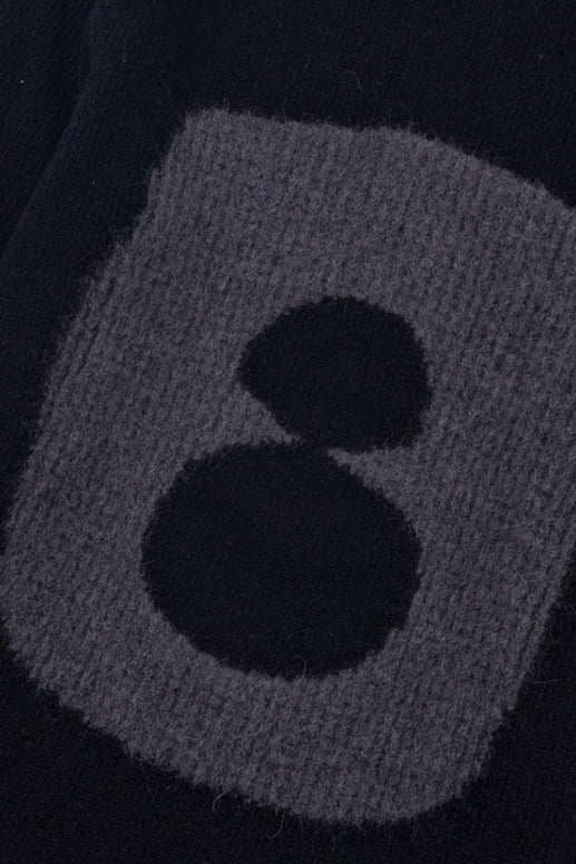 Folk | Folk Slouch Crew - Black Charcoal Cast Intarsia