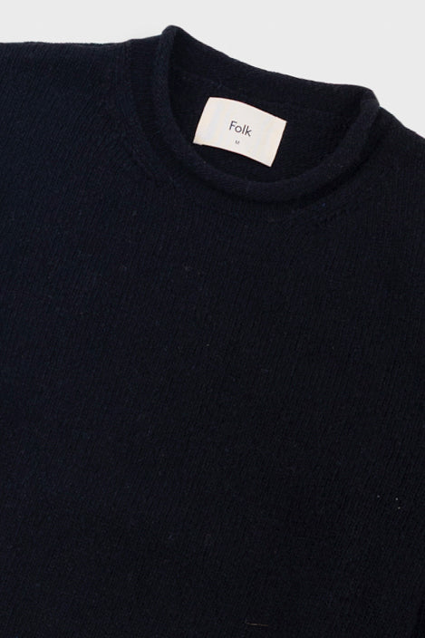 Folk | Folk Slouch Crew - Black Charcoal Cast Intarsia