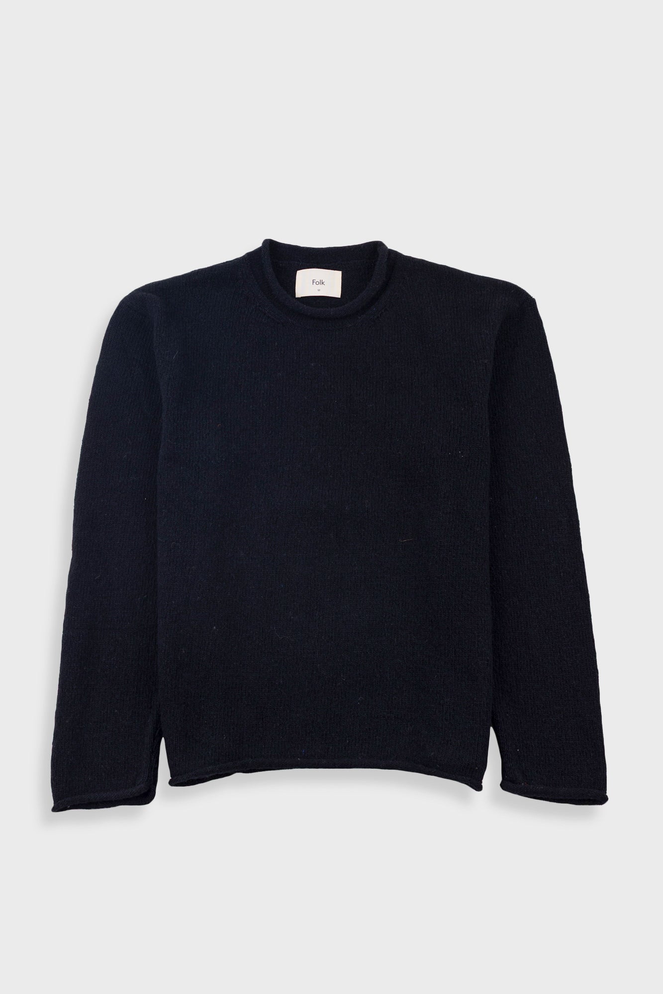 Folk | Folk Slouch Crew - Black Charcoal Cast Intarsia