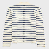 Folk | Folk Slouch Crew - Black White Textured Stripe