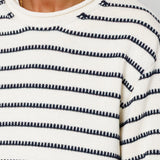 Folk | Folk Slouch Crew - Black White Textured Stripe