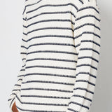 Folk | Folk Slouch Crew - Black White Textured Stripe