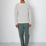 Folk | Folk Slouch Crew - Black White Textured Stripe