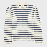 Folk | Folk Slouch Crew - Black White Textured Stripe