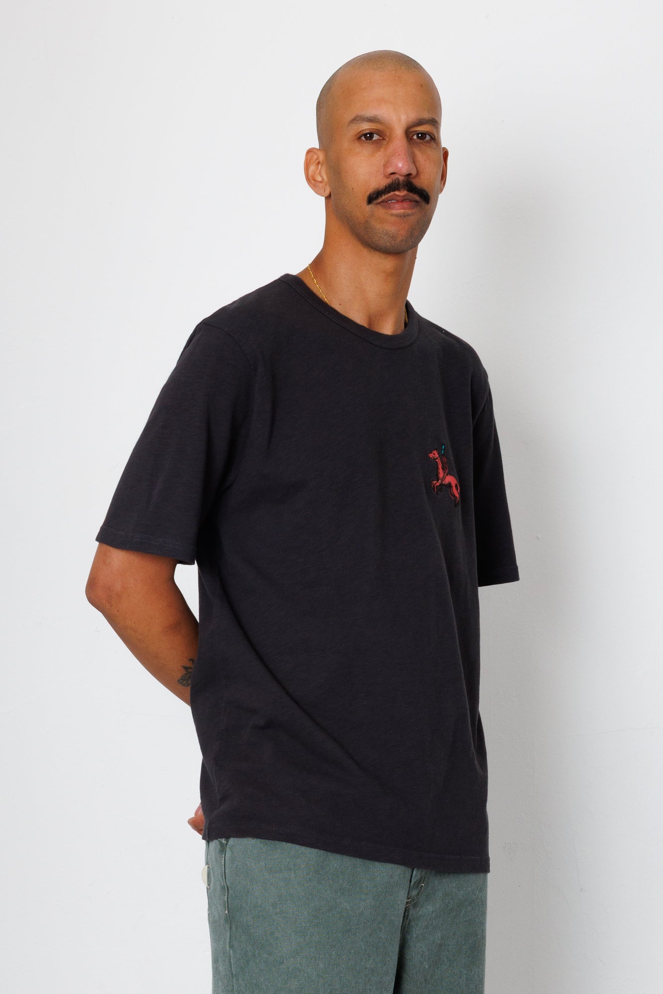 Folk | Folk Slub Embroidery T-Shirt - Black Carousel | Folk x Goss Brothers